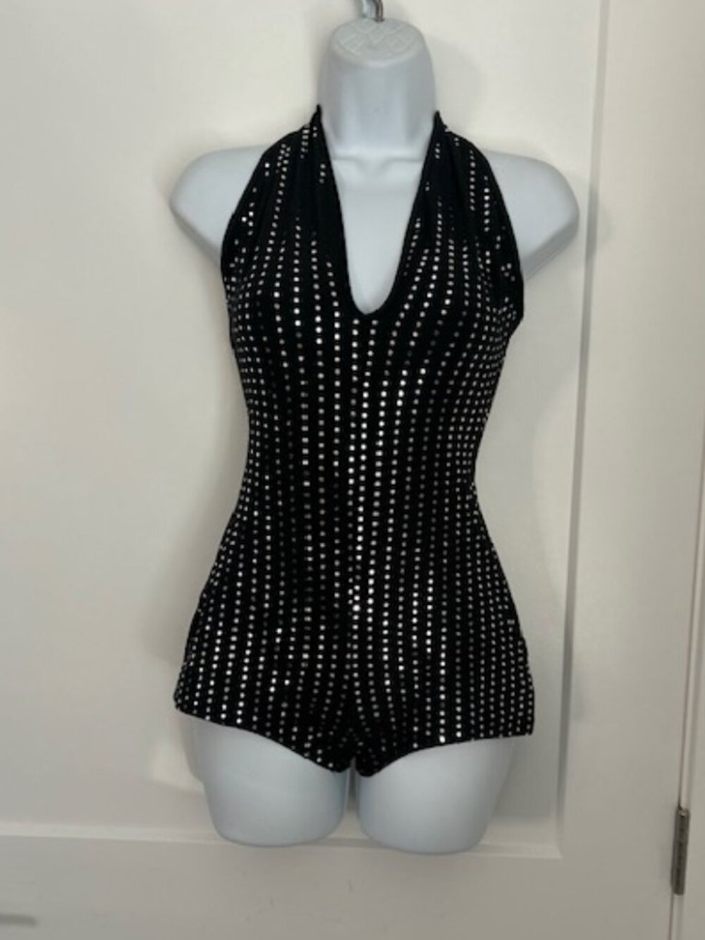 Black sparkly figure hugging romper small new
